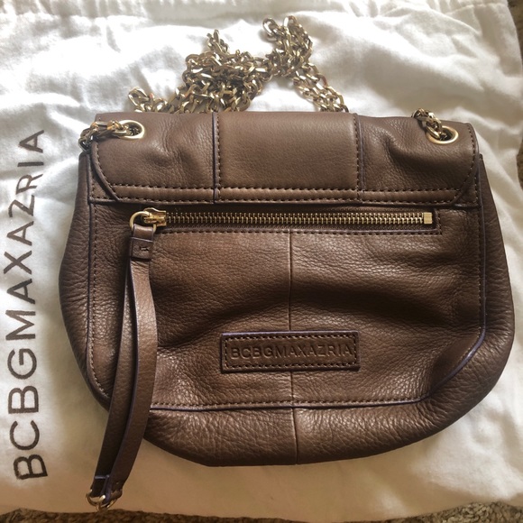 BCBGMaxAzria Brown Leather Gold Chain Shoulderbag - Picture 2 of 3